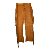 Mens New Brown Buckskin Suede leather Western Hippy Fringes Pants WP-302
